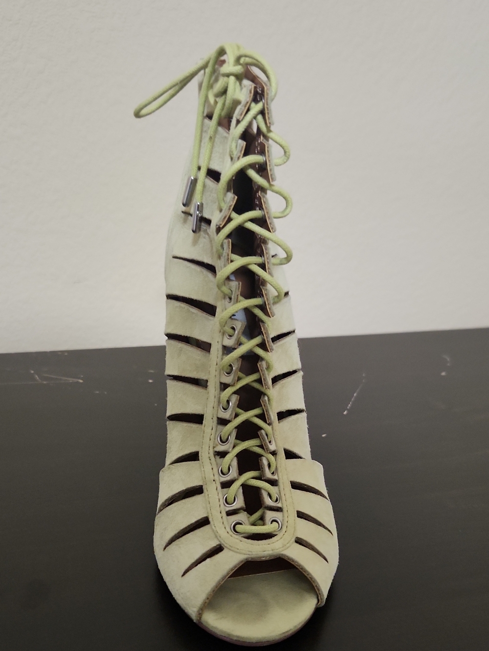Steve Madden Light Green Lace-Up Peep Toe Heels